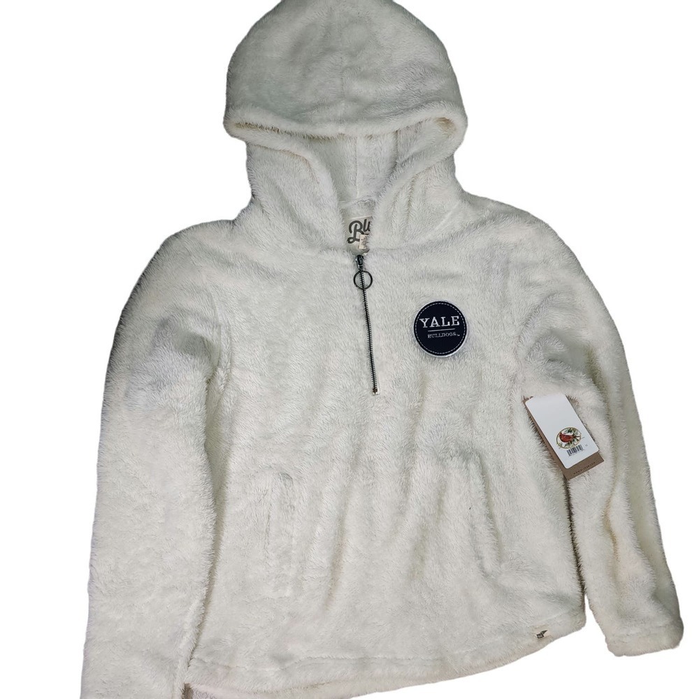 Gently Used Yale Bulldogs 3/4 Zip Teddy Bear Sweatshirt Hoodie Medium Academia